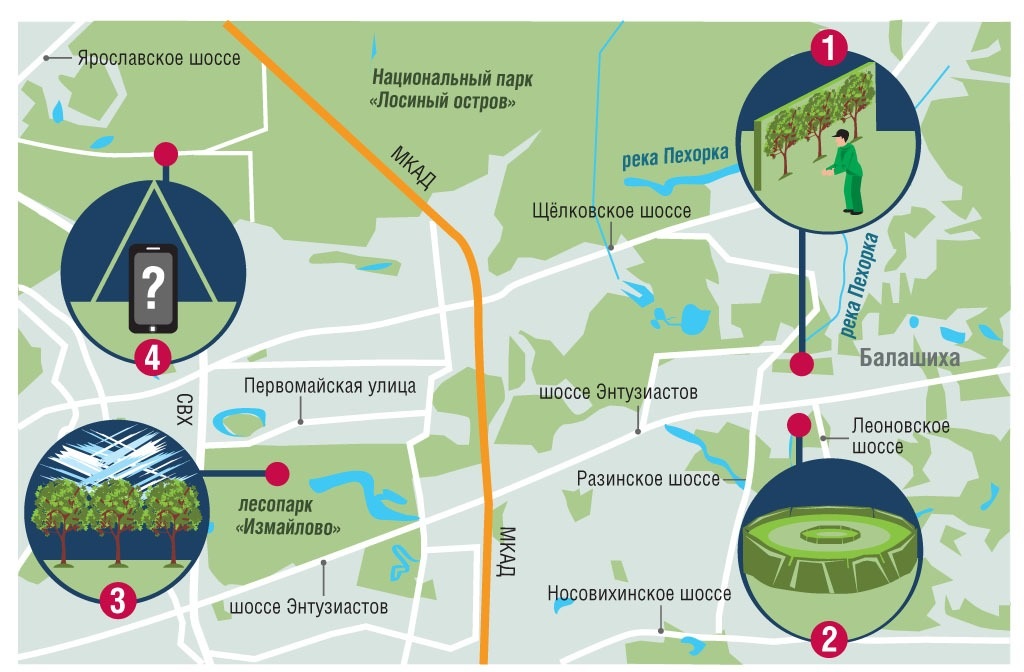Лосиный остров карта парка пешеходные маршруты